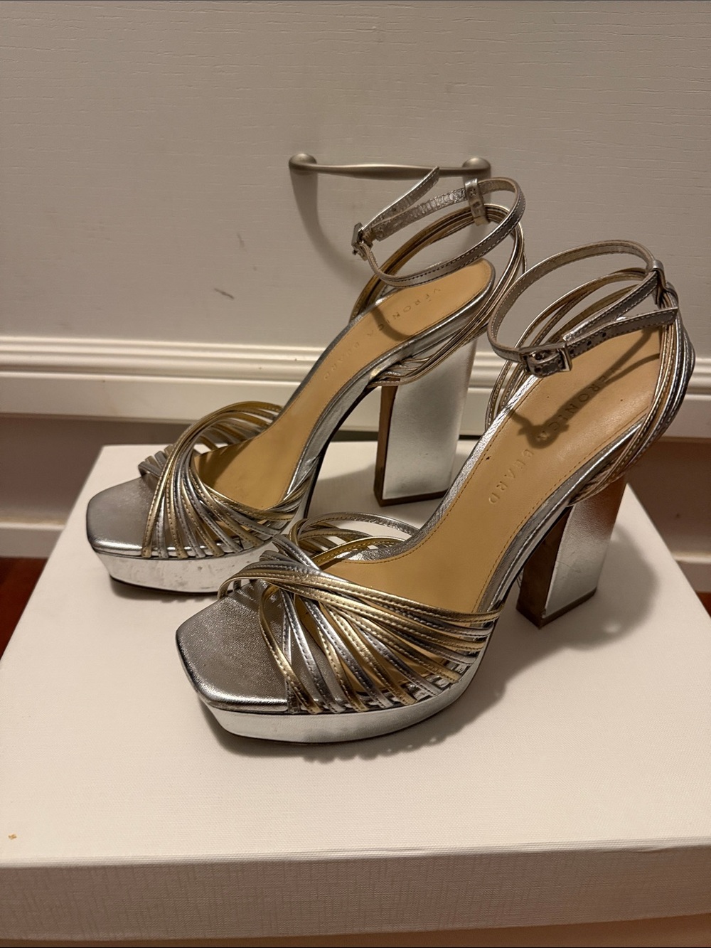 Platform sandals.
